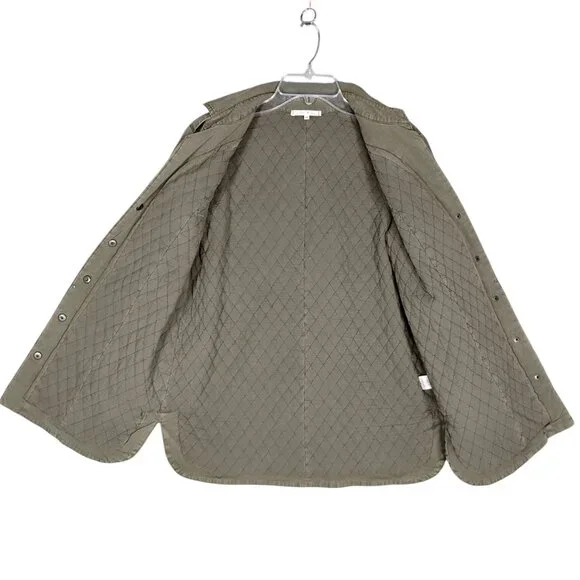 Willow & Clay Military Quilted Jacket Size Medium Green Beaded Arm Patches - Picture 3 of 9